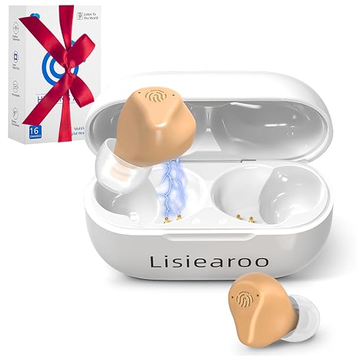 Hearing Aids for Seniors, 16-Channel Digital OTC Hearing Aids Tinnitus Relief, Smart Noise Reduction Chip, Rechargerable Long Battery Life,Providing Clear Sound Quality and Comfortable Wearing, Mini, Auto-On/Off