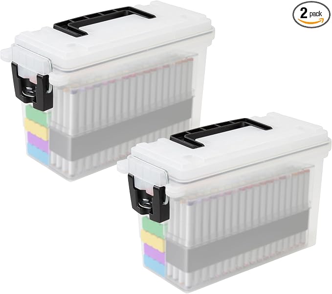 Sheffield Ammo Box Made in USA, Stackable Lockable Ammo Storage Box, Frost | 2 Pack Lockable Storage Box, Water and Dust Resistant Dry Box, Secures Hunting Gear, Gun Accessories, Supplies, and Bullets