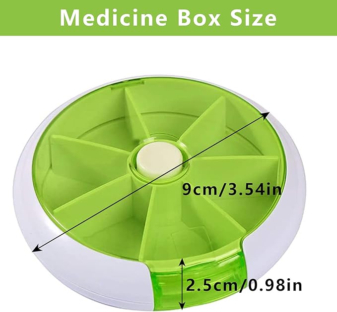 Pill Organizer Weekly 3PCS,INVODA Pill Case 7 Day 3 Times Medicine Pill Dispenser,Push Button Rotate Pill Planner with 7 Compartments