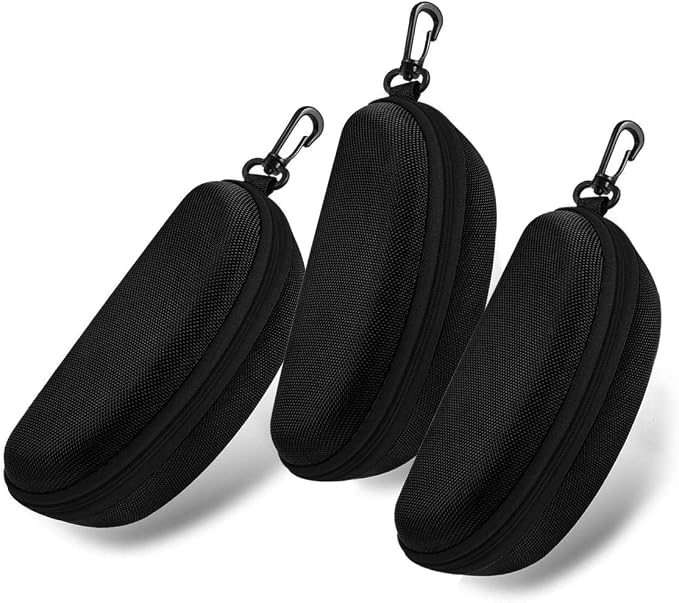 3pcs Zipper Hard Shell Sunglasses Case and Eyeglasses Case Portable Travel Glasses Case with Plastic Hook