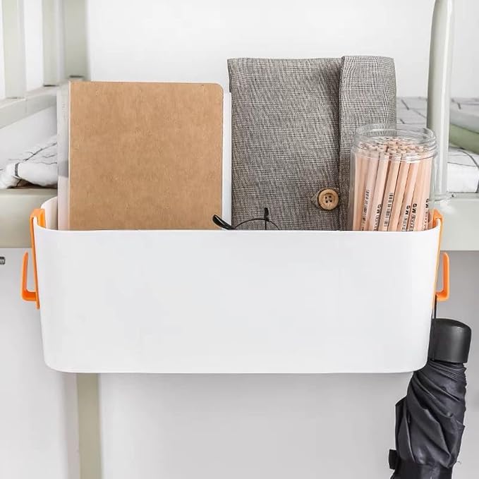 Bedside Storage Organizer Caddy Hanging Organizer Bunk Bed Shelf Holder Pocket for College Dorm Room Baby Bed Rails (Orange)