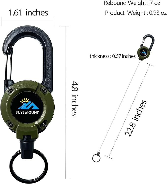 Yojaro Retractable Keychain Heavy Duty, Multitool Carabiner Badge Holder, Retractable Keychain Clip Id Holder, Upgraded 58cm Stainless Steel Cord, Suitable for Men and Women Green