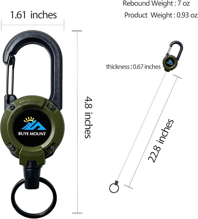Yojaro Retractable Keychain Heavy Duty 2Pack, Multitool Carabiner Badge Holder, Retractable Keychain Clip Id Holder, Upgraded 58cm Stainless Steel Cord Green