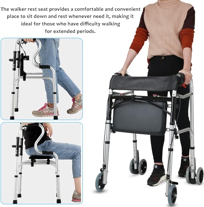 Walker Rest Seat for Attachable Seat Folding Walker, Maximum Weight Capacity of 250 Pounds, Adjustable Range:20"~24" (B)