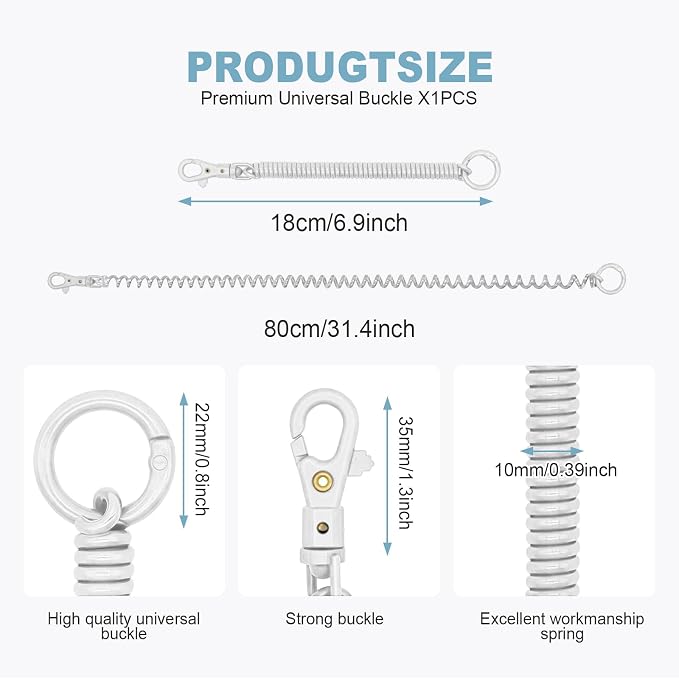 Spiral Coil Spring Keychain, Anti-lost Key Chain Holder Lanyard Cord with Lobster Clasp