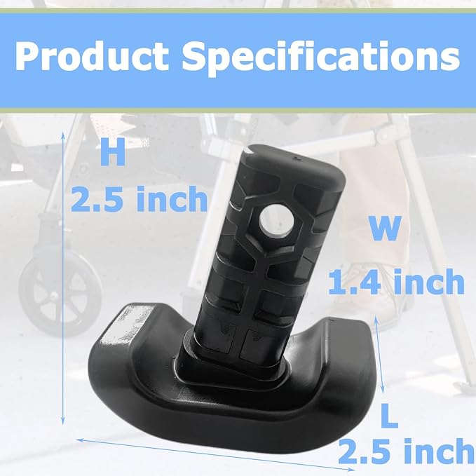 8 PCS Walker Ski Glides 4302 for EZ Fold-N-Go Walker and Able Life Space Saver Walker, Durable Mobility Aid Glide for Stability, Black