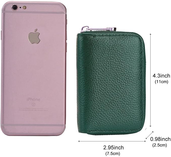 RFID Credit Card Holder Genuine Leather Credit Card Wallet with Zipper | RFID