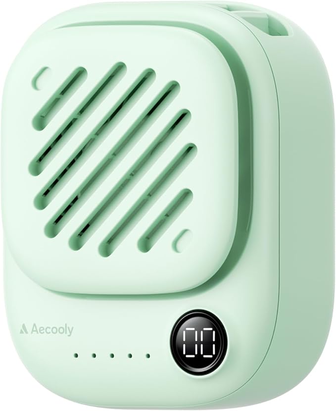 Aecooly Mini Portable Neck Fan, Mighty Hands Free Fan, Magnetic Fit | USB Rechargeable [10H Max Cooling Time], Personal Battery Powered, Pocket for Travel, Summer, Gifts for Women -Green