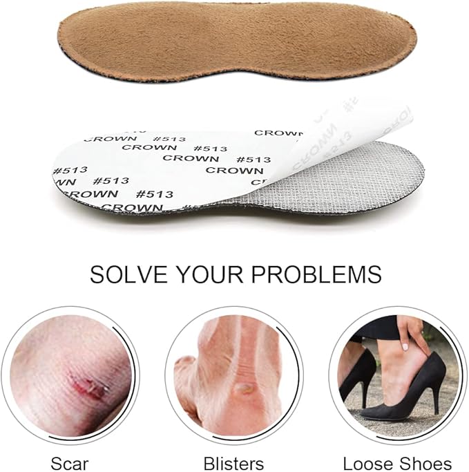 Dr.Foot Heel Grips for Men and Women, Self-Adhesive Heel Cushion Inserts Prevent Heel Slipping, Rubbing, Blisters, Foot Pain, and Improve Shoe Fit - 2pairs(Brown)