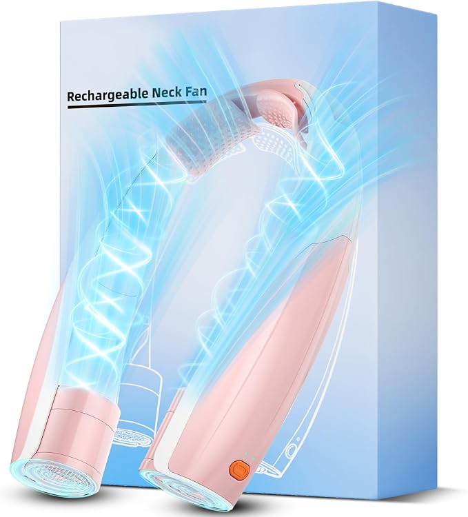 Portable Neck Fan, 6 Speeds Rechargeable Personal Fan with AI Chips, Hands-Free 360° Faster Cooling Wearable Fan, Ultra Quiet for Home, Office, Travel, Indoor, Outdoor - Pink