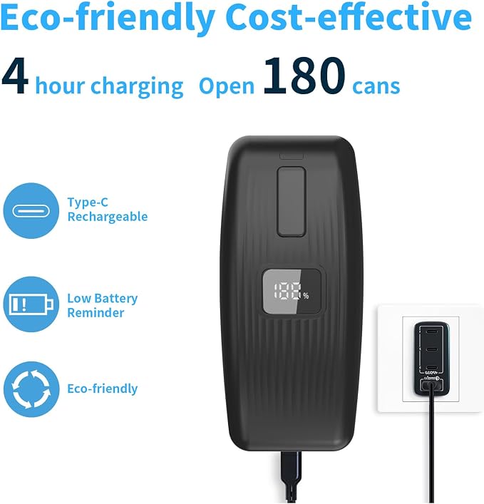 Electric Can Opener with LED Display, Can Opener Electric for Seniors | One-Touch USB Rechargeable Battery Automatic Can Opener for Kitchen or Arthritis, Hands-Free, Smooth Edge, Compact, Cordless