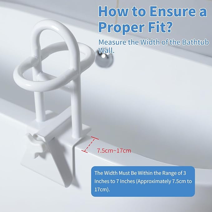 Triple Grip Adjustable Bathtub Handles for Seniors, Tub Grab Bars for Side of Tub, Handicap Grab Bars, Tub Handles for Elderly Innovative Balance Design for Family Safety fits 3-inch+ Thick Walls