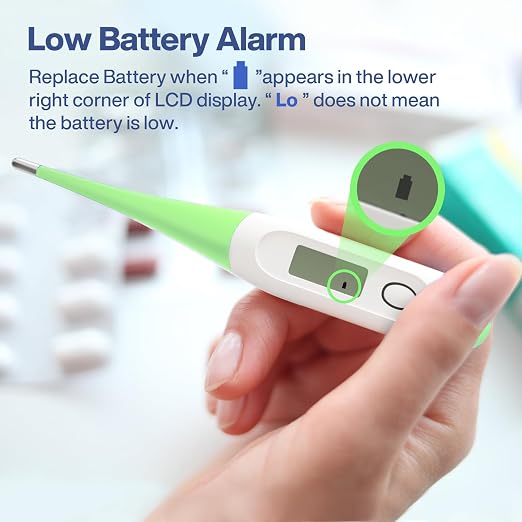 Boncare Digital Thermometer for Adults, Kids & Babies, Light Green | Accurate & Safe Oral and Rectal Thermometer with 10-Second Reading and Fever Alarm