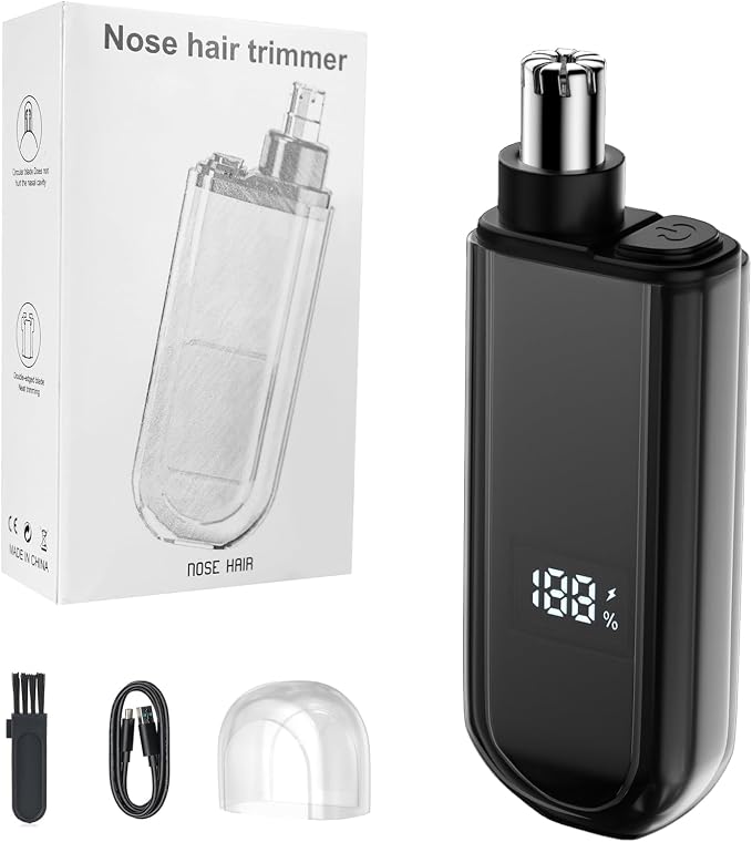 2026 Professional Ear and Nose Hair Trimmer, IPX7 Waterproof USB Rechargeable for Men & Women - Painless Quiet Electric Trimmer, Travel-Friendly, Easy to Clean Dual Edge Blades (Black)