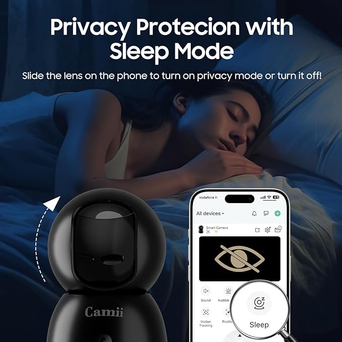 2K Security Camera Indoor, 2.4G & 5G WiFi Pet Camera for Home Security, Pet/Dog/Elder/Baby Camera with Phone App, Night Vision, Cloud/SD Card Storage, 2-Way Audio, Motion Detection, Black