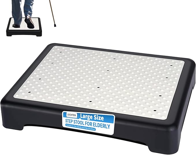 Large Size Step Stool for Elderly Adults Sturdy Portable Half Stepping Portable Stool Anti Slip Mobility Daily Aids Indoor/Outdoor Wide Safety Platform for Kitchen Bed Toilet Bathroom Cars
