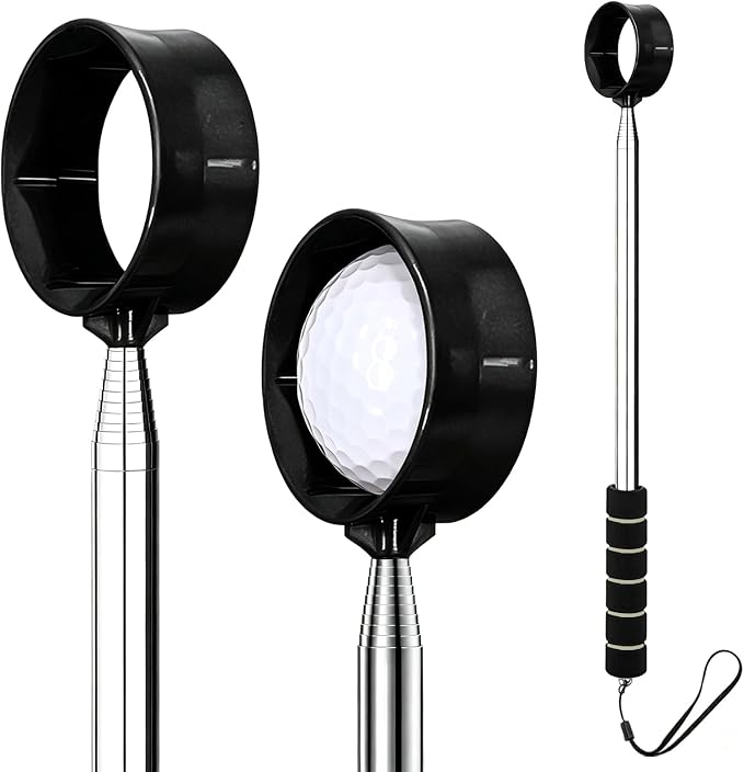 Golf Ball Retriever Telescopic, 9Ft Golf Ball Retriever for Water, Professiona Stainless Steel Ball Retriever Tool Golf, Light Weight Double Sided Golf Ball Grabber, Golf Accessories Gifts