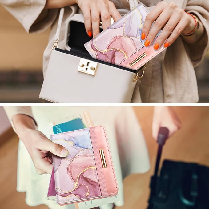 Coco Rossi Passport Holder for Travel Women Slim RFID Passport Cover Wallet | Travel Essentials, Passport Book Holders, Passport Wallet Cover Case, PU Leather, Cute, Thin, Spliced Design, Watercolor