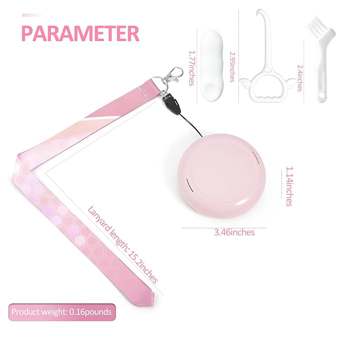 Retainer Case Slim Aligner Case with Vent Holes Removable Inner Tray Silicone for Easy Cleaning, Retainer Removal Tool and Brush (Opaque Pink with Lanyard)