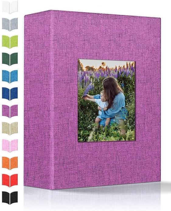 Artfeel Photo Album 4x6 with 100 Pockets,Slip-in Picture Albums,Linen Cover Memory Book with Front Window,White Page Vertical Photo Book for Wedding,Family,Anniversare,Baby,Vacation