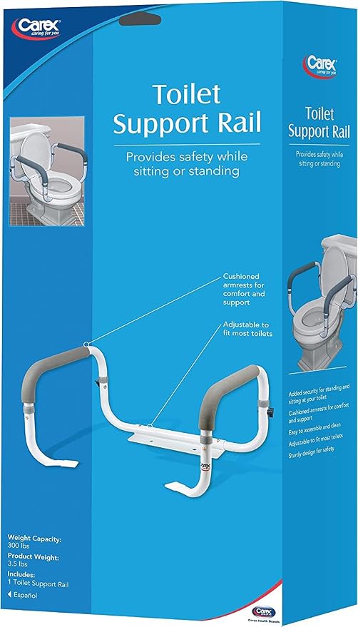Carex Toilet Safety Frame -Safety Rails with Adjustable Width - Toilet Rails for Elderly, Handicap, Home Health Care Equipment After Surgery, Supports 300lbs (Pack of 2)