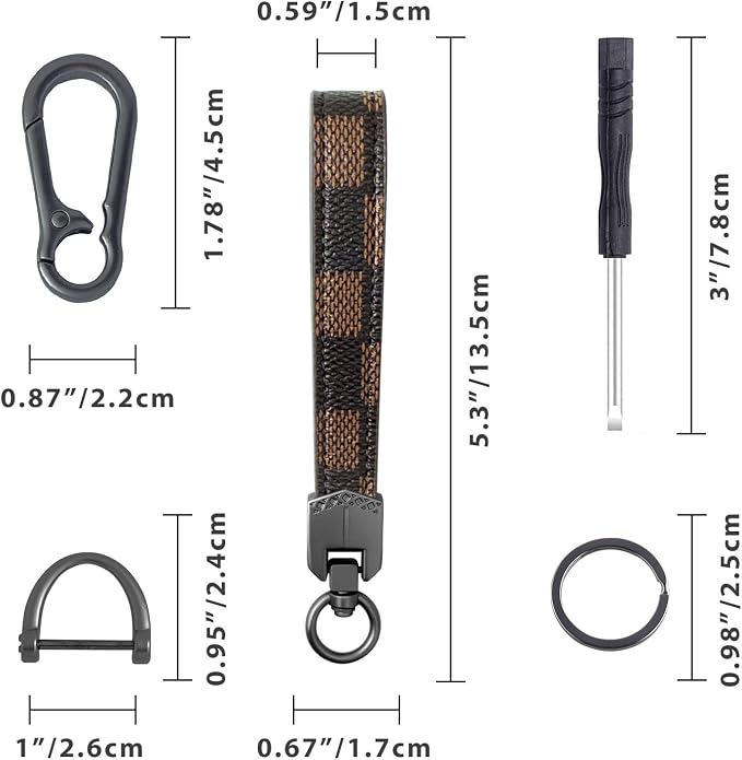 OHKYOOT Leather Car Keychain for Home Car Keys | Carabiner Clip Key Fob Keychain for Women Men,Car Key Holder with 3 Key Ring and Anti-Lost D Ring