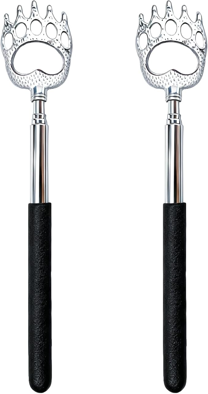 2 Pcs Back Scratcher Extendable,Metal Bear Claws Back Scratchers,Backscratche for Men, Women,Adults,Christmas Stocking Stuffers (Black)