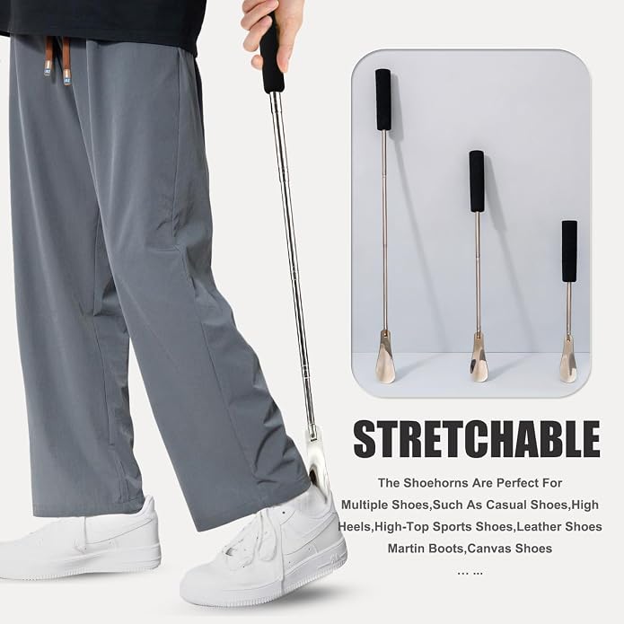 Stainless Steel Shoe Horn Long Hadnle Telescopic Shoehorn Retractable Shoehorn Adjustable Shoe Puller Shoe Aids | Stainless Steel Shoe Horn Long Hadnle Telescopic Shoehorn Retractable Shoehorn Adjustable