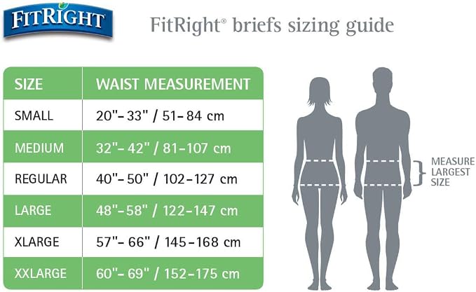 FitRight Adult Diapers, Ultra Heavy Absorbency, S (Waist Size 20in-32in), 20 Count, OptiFit Incontinence Briefs for Men and Women, Disposable, Moisture-Wicking, Leak Protection, (Pack of 2)