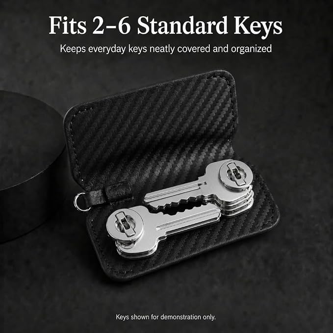 Key Organizer Compact Key Holder Leather Keychain Minimalist key case key holder for keychain Secures 2-8 Keys