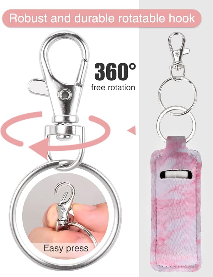 Meiiy Chapstick Holder Keychain Lip Balm Holder Lipstick Sleeve Pouch Lip Gloss Holder Stocking Stuffers Gift for Women