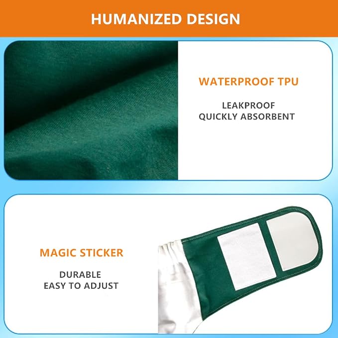 WEEOATAR Unisex Reusable Adult Cloth Diaper,Washable Swim Nappies,Adjustable Incontinence Pocket Diaper with Magic Stickers,Protective Underwear for Seniors,Disability,Postpartum(Green) One Size