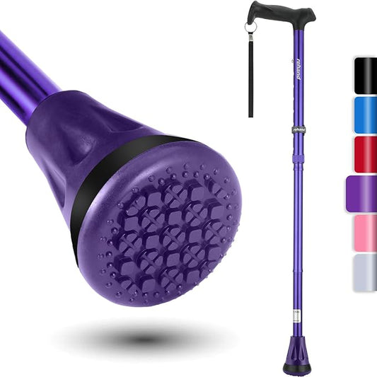 REHAND Walking Cane - Foldable, Adjustable, Collapsible Walking Canes for Men & Women, Heavy Duty All Terrain Tip, with Travel Bag | Walking Sticks for Seniors & Adults