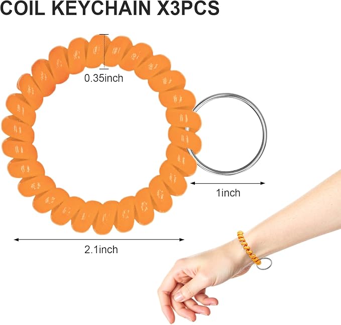Spiral Coil Keychain, Anti-lost Key Chain Holder Lanyard Cord for Sauna Outdoor Sports and Gym Pool