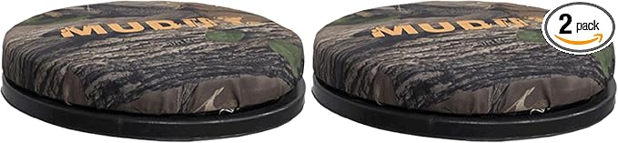 Muddy 5-Gallon Pail 360-Degree Swivel Seat Top - Durable Camouflage Lightweight Portable All-Day Comfort Hunting Outdoor Rotating Cushion with Attached Handle (Pack of 2)
