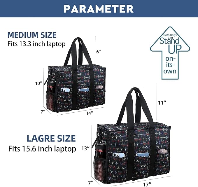 ABAMERICA Nurse Bags for Work Nursing Bag Multiple Pockets Waterproof Organizing Zip Top Clinical Bag for Nursing Students