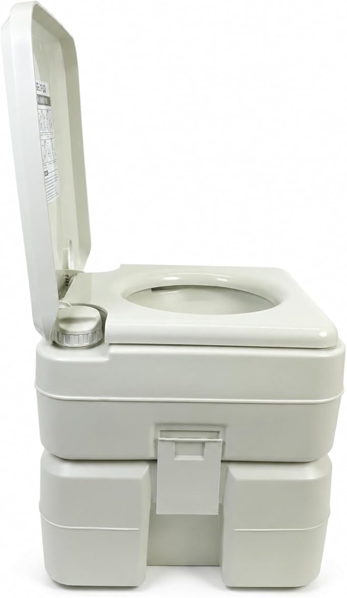 SEAFLO Premium Camping Portable Toilet - 5.8 Gallon Waste 3.43 Gall Fresh Tank (100 Flushes), 440 lbs Max Weight, Level Indicator, Sealed Waste Tank for RV, Boat, Elderly, Off-Grid, 4-Year Warranty