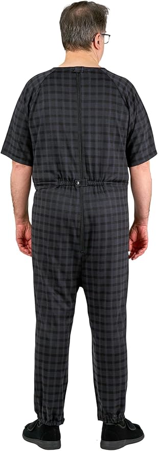Ovidis Dementia Clothes - Alzheimers Anti-Strip Jumpsuit with Back-Zipper for Elderly Men - Bobby