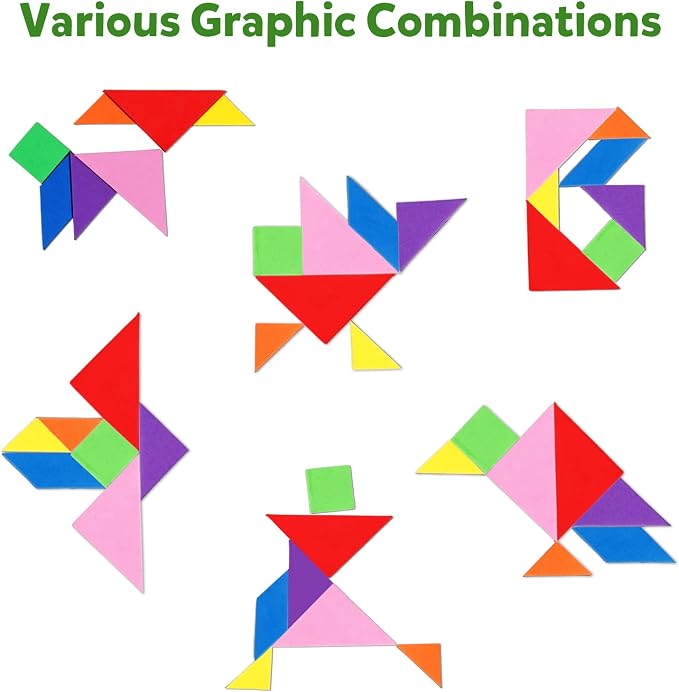 Travel Tangram Puzzle Magnetic Puzzle Book Game Road Trip Game Jigsaw Shapes Dissection STEM Games with Solution IQ Educational Toy for Kid Adult Challenge Brain Teasers 368 Patterns(2Pcs Tangrams)