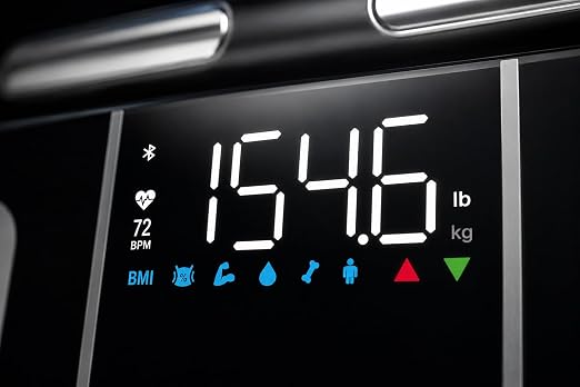 iHome 8 Electrode Smart Scale for Body Weight — Smart Scale with BMI, Body Fat, Muscle Mass, 56 Composition Metrics, Heart Rate, Bluetooth, 397lb
