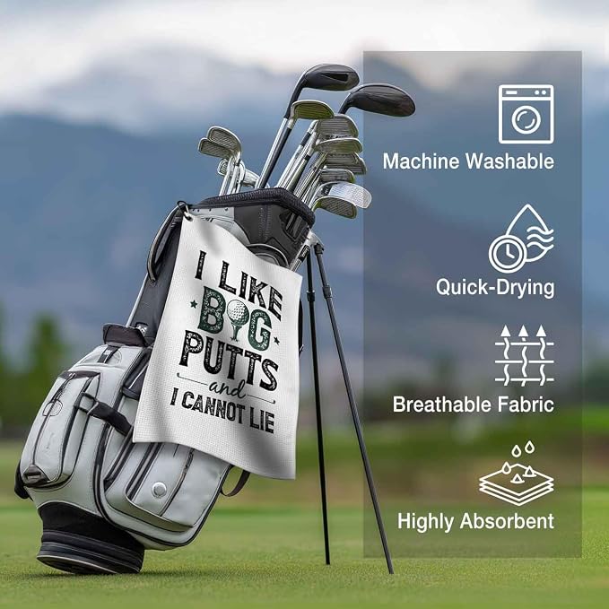 Mens Golf Towel with Clip,Funny Golf Bag Accessories for Women,Golf Gifts for Mom Grandma Dad Grandpa,16x24inch Waffle Weave Microfiber, Birthday Fathers Day Christmas Retirement Golfer Gifts