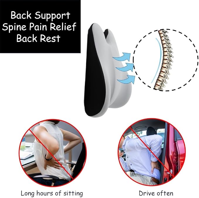King Mills Plus Size Lower Back Support for Office Chair, Ergonomic Back Support for Office Chair Women w. Back Pain, Memory Foam Filling Car Lumbar Pillow for Pain Relief & Back Rest, Grey