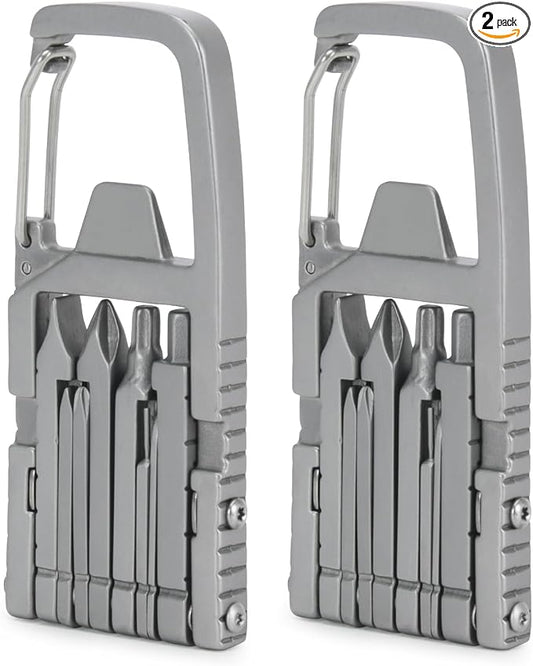 2 Pack 12 in 1 Keychain Multitool Screwdriver Bit Folding Multi Tool Bottle Opener Portable Pocket Tool for Outdoors Camping
