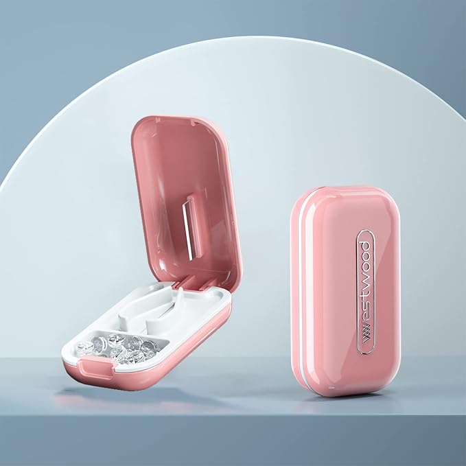 Pill Cutter, Pill Splitter Cutting Small or Large Pills in Half, Pill Crusher Cuts Pills, Vitamins, Tablets, Stainless Steel Blade, Travel Sized Pink