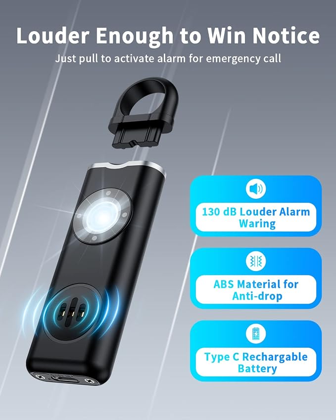 ELECPOW Personal Safety Alarm for Women, Rechargble Keychain Safety Alarm, Personal Protection Weapon for Women,Brightness Strobe Light and Loud Siren for Elders & Womens & Kids Emergency Call