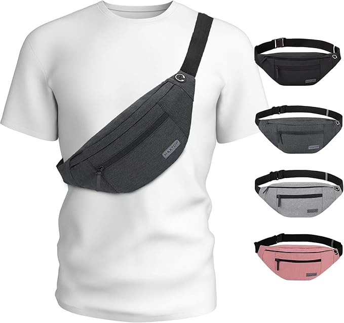 Small Crossbody Fanny Pack Women Men Shoulder Sling Bag Carrying All Phones | 4-Zipper Pockets,Polyester,Versatile,Gifts for Enjoy Sports Festival Workout Traveling Running Casual Hands-Free Waist Pack