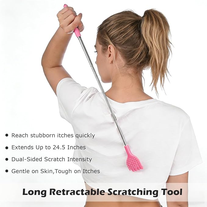 Back Scratcher for Women Men - Hand-Like Shape | Back Scratching Tool Extendable Portable and Lightweight 21.65inch Pink