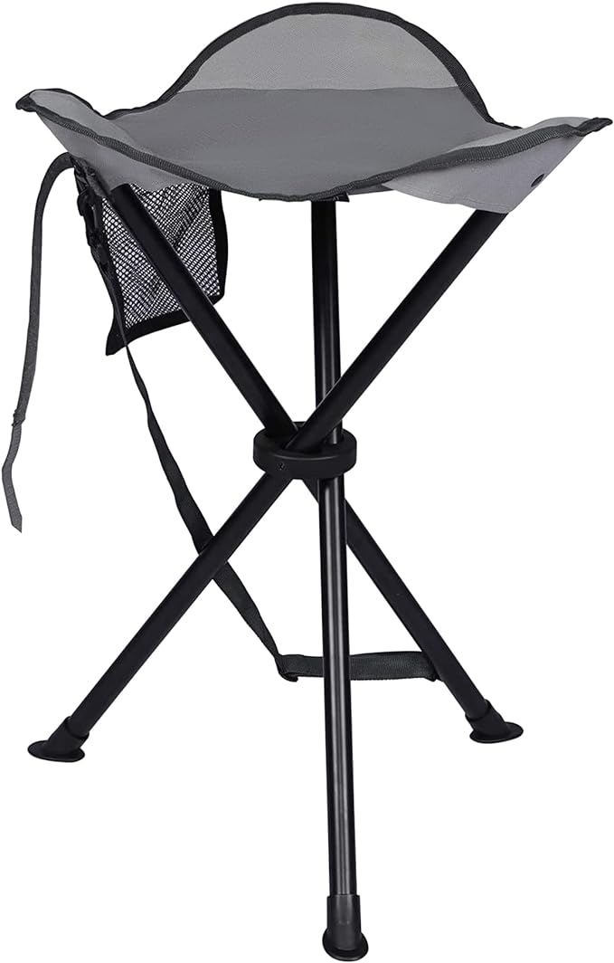 Portal Tall Folding Tripod Stool Portable Tripod Chair for Outdoor Camping | Portable Outdoor Design; Durable Construction; Easy Setup & Storage;Color: Gray