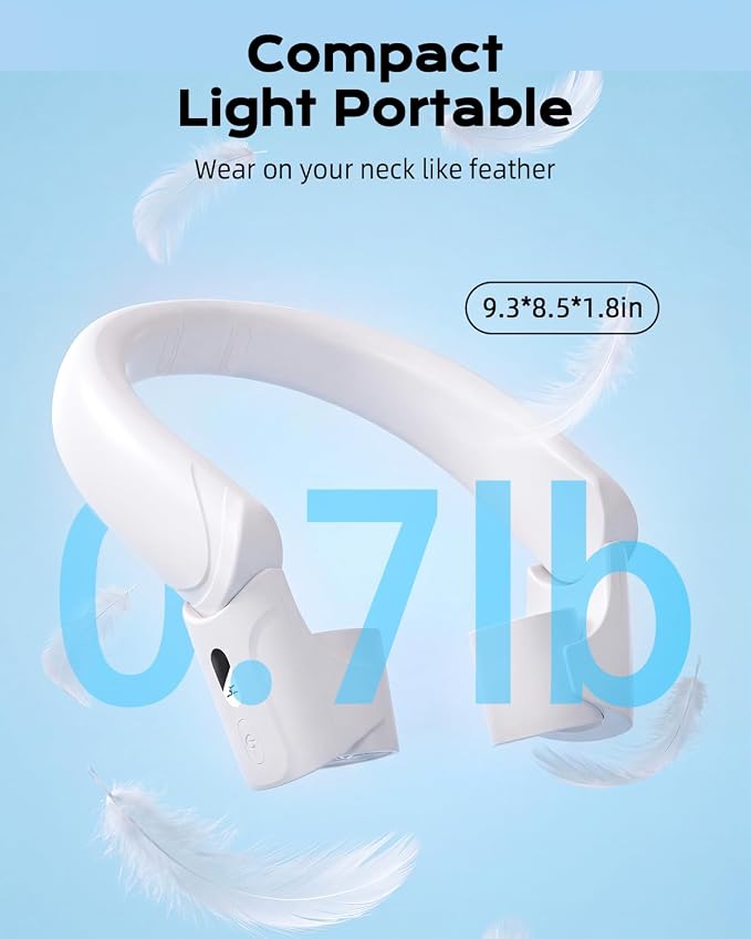 ChillGo 5th Gen Neck Fan with Adjustable Airvents, Dual Motors Personal Fan | 8000mAh Neck Fans That Blow Cold Air,Quick Charging,4 Speeds, Cooling Fan, Neck Cooling Fan for Travel, Gift for Women, White
