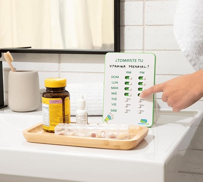 Medication Tracker & Pill Reminder | Visual Reminder Alarm | 7 Day AM PM Medication Reminder | Take and Slide | No More Second-guessing or Double-dosing | Perfect for The Elderly (Two Column Spanish)